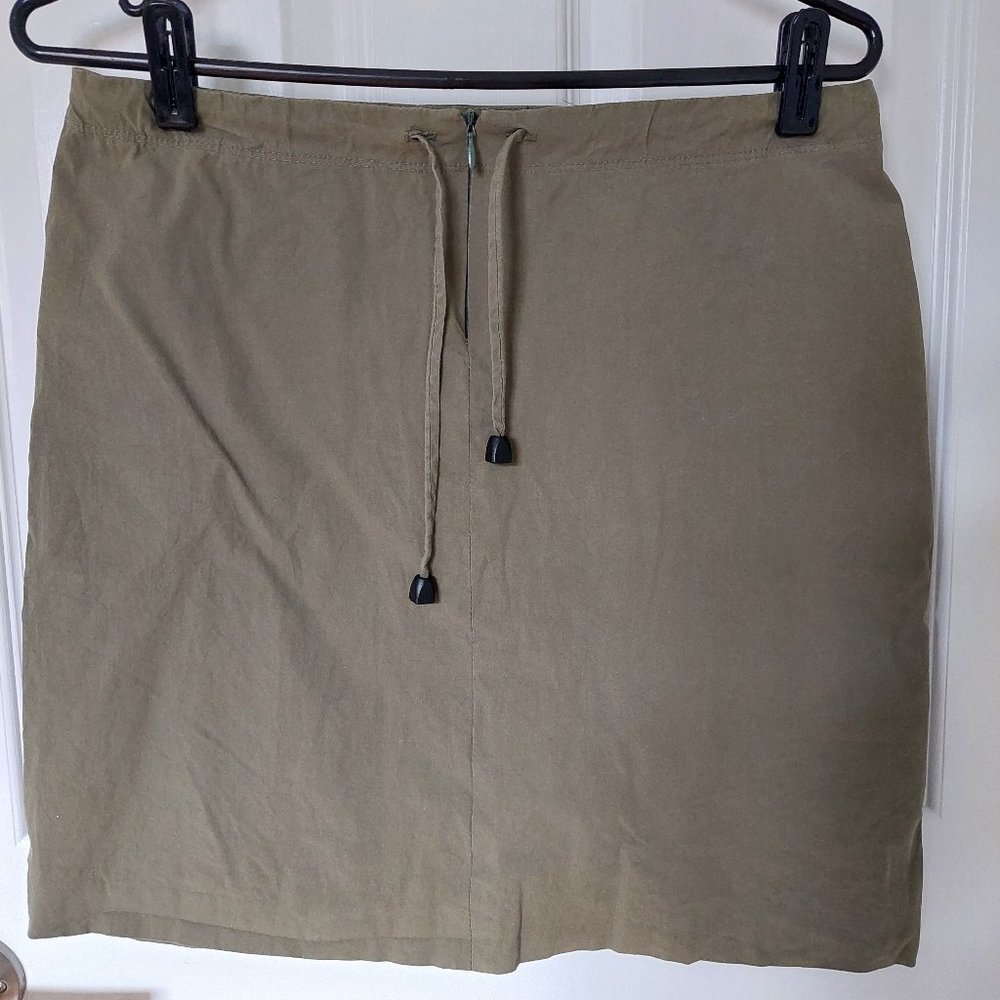 Buffalo David Bitton Olive Green Mini Cotton Stretchy Skirt, Size 10(like 8)
